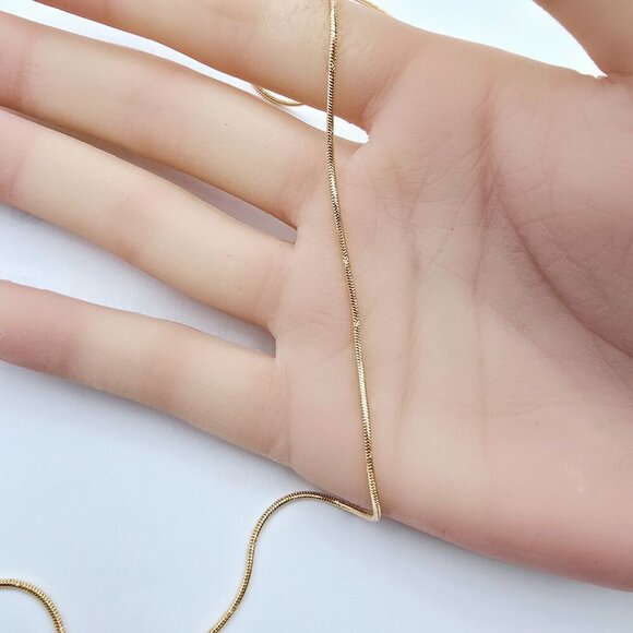 Minimalist Rose Gold Snake Chain Necklace, 18 Inch, Gold Plated Brass, XPNL0017 - Picture 11 of 12